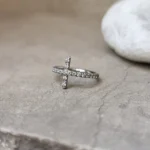 anello piercing croce zirconi